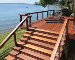 batu decking stairs down to a waterfront 