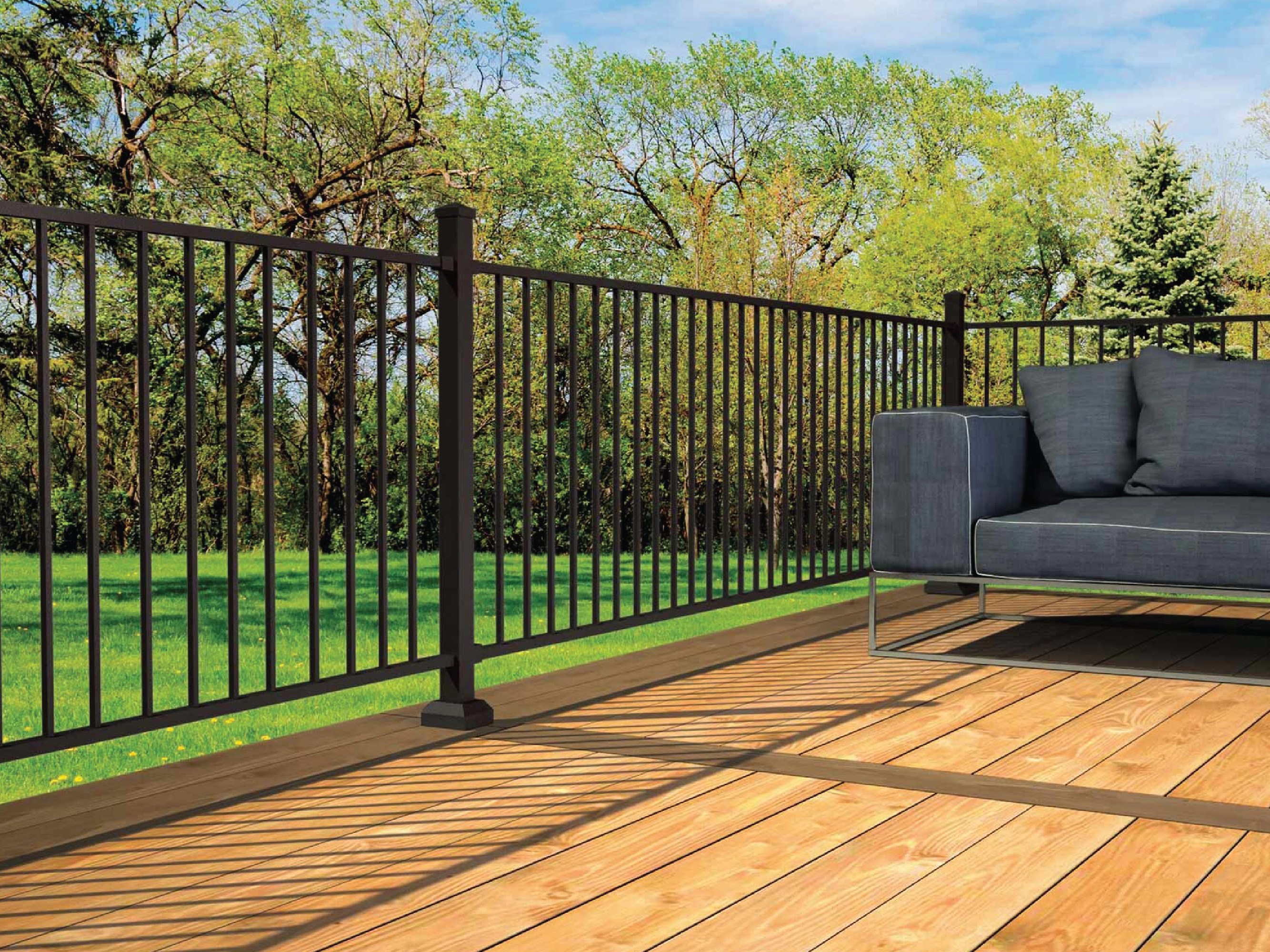 a newly built deck outfitted with Cinch railing